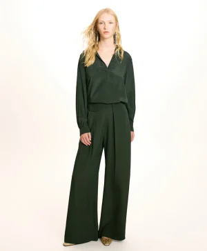 Momoni Pantalons*PANTALON ASPEN EN ACÉTATE/SOIE UNI - FORÊT Forêt