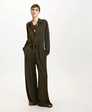 Momoni Costumes*PANTALON ASPEN EN JERSEY LUREX - Cuivre
