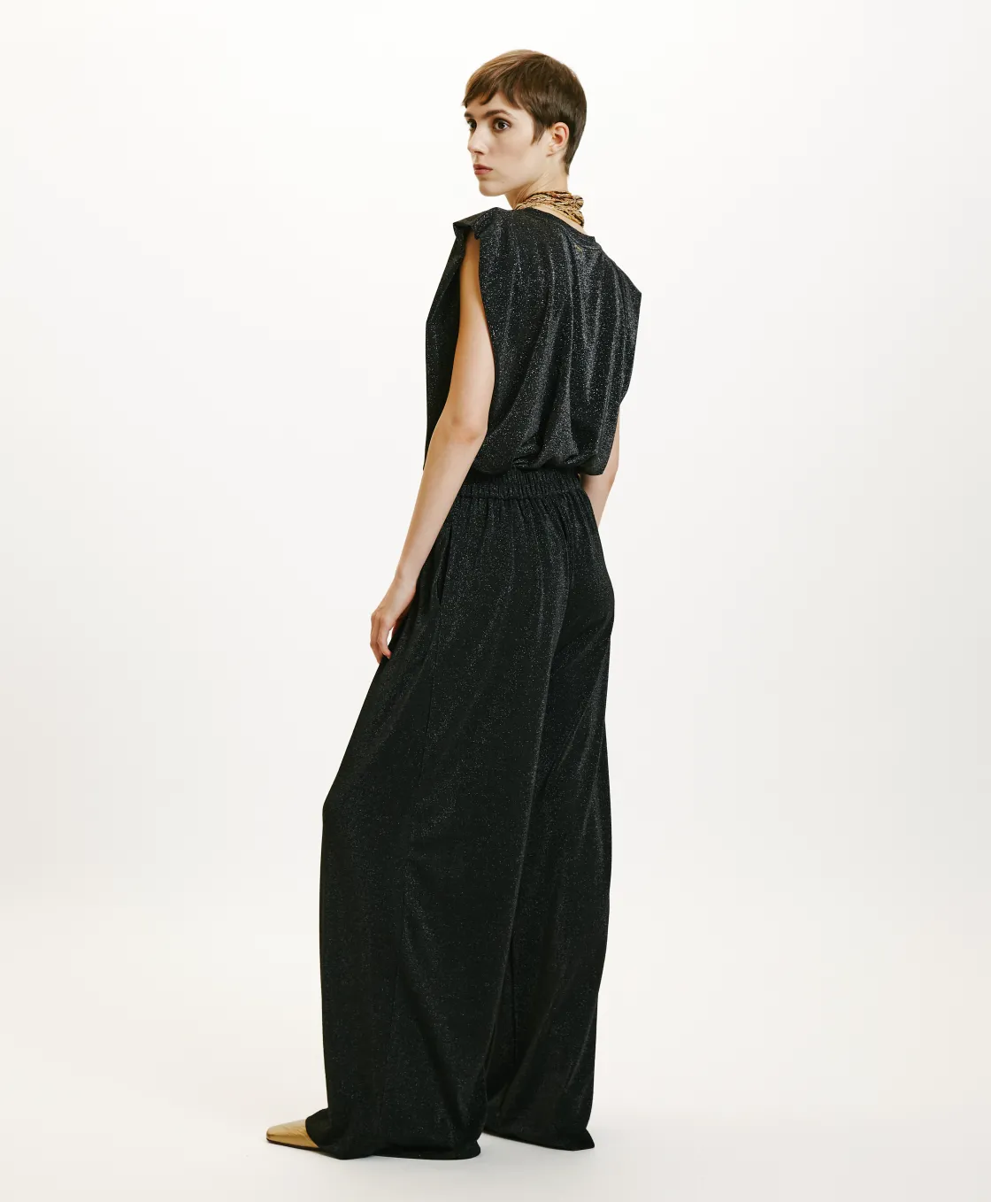 Momoni Pantalons*PANTALON ASPEN EN JERSEY LUREX - GRIS CHARBON GrisCharbon