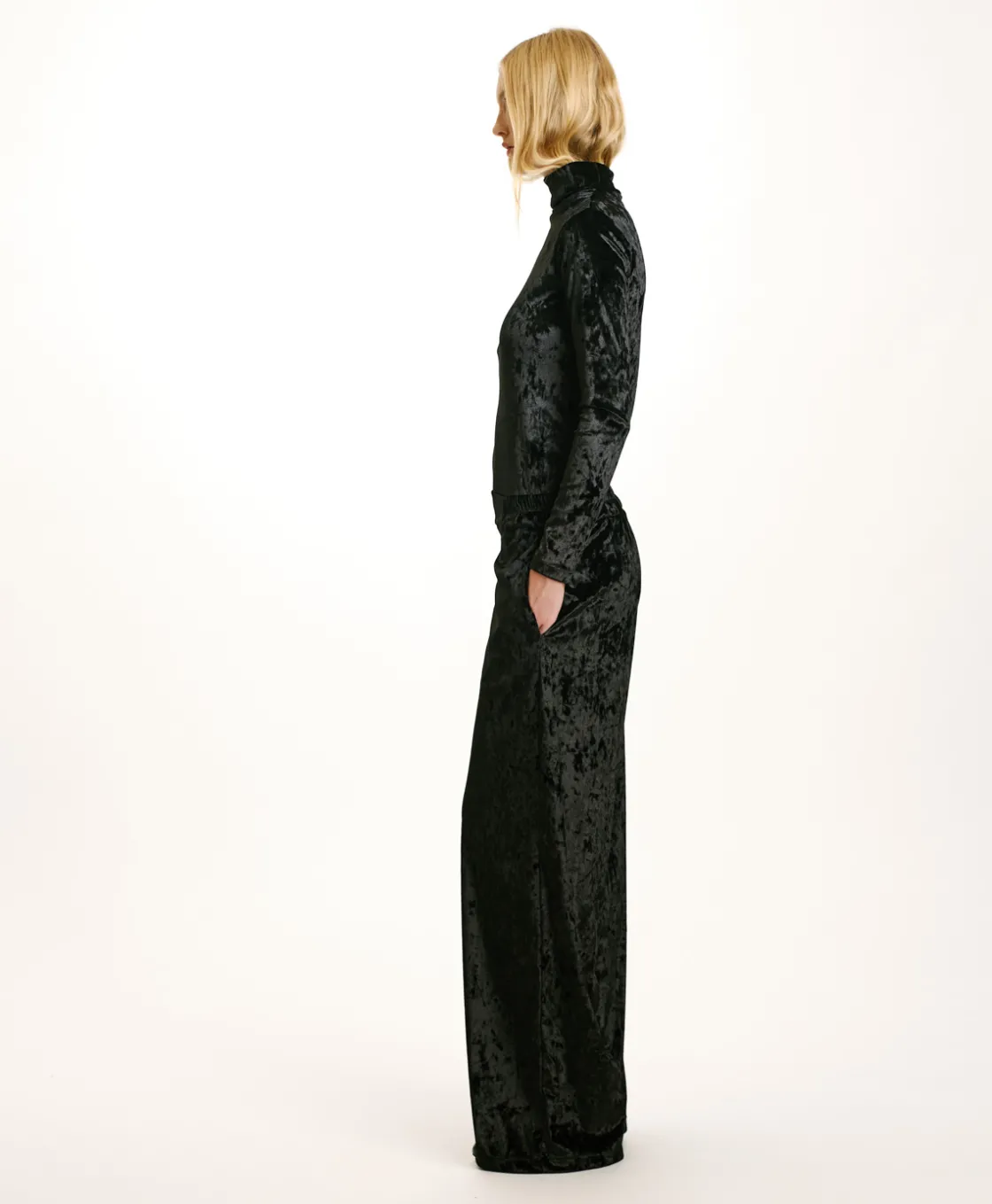 Momoni Pantalons*PANTALON BACCARAT EN VELOURS STRETCH - Noir