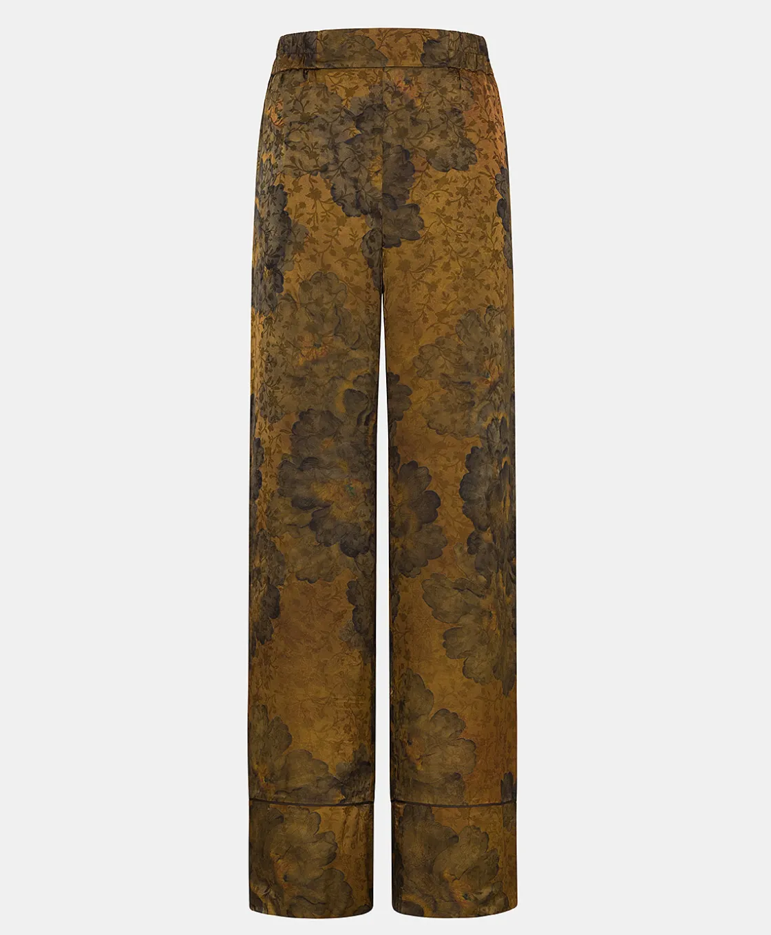 Momoni Pantalons*PANTALON DAIKI EN VISCOSE JACQUARD IMPRIMÉE - Tabac/Olive