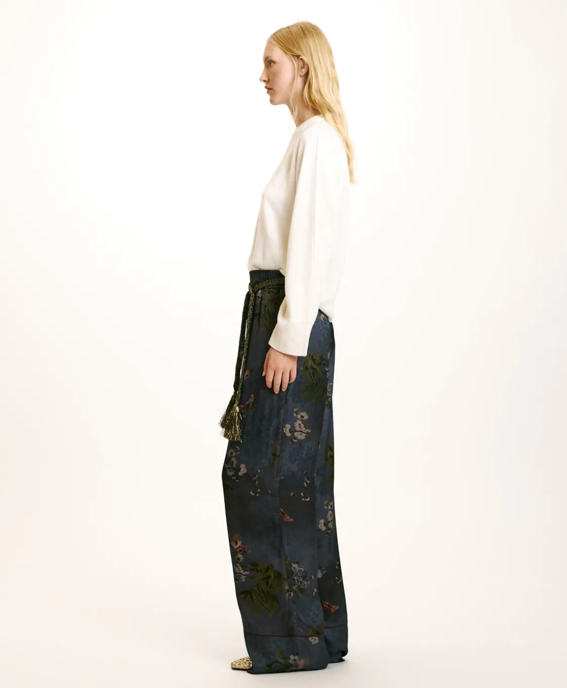 Momoni Pantalons*PANTALON DAIKI EN VISCOSE JACQUARD IMPRIMÉE - MULTICOLORE GRIS POUSSIÉREUX MulticoloreGrisPoussiéreux