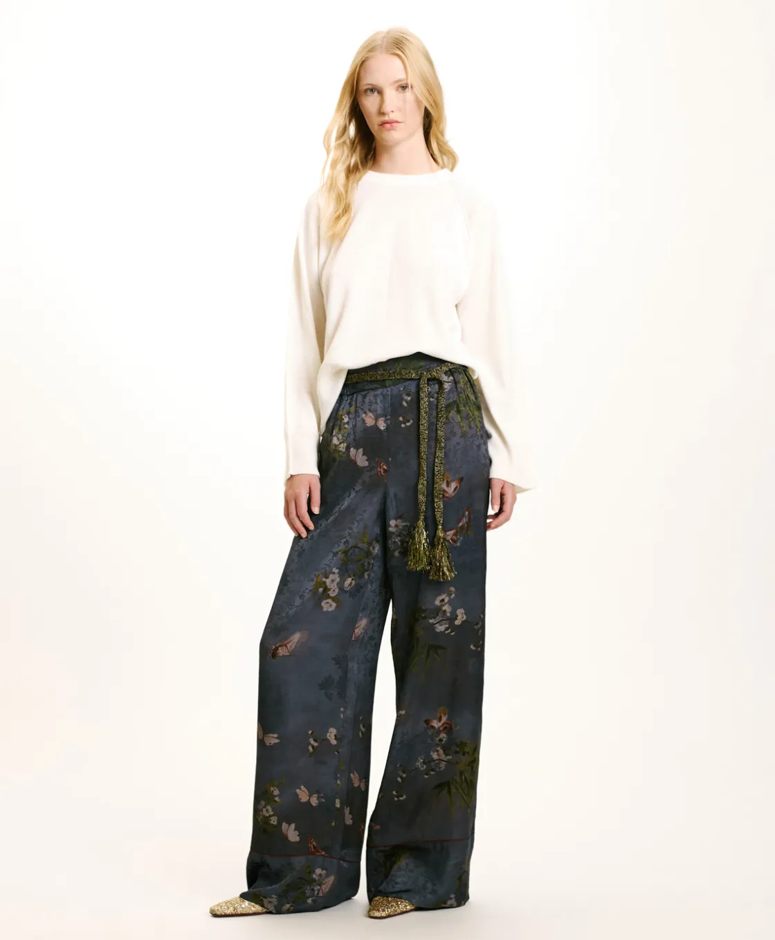 Momoni Pantalons*PANTALON DAIKI EN VISCOSE JACQUARD IMPRIMÉE - MULTICOLORE GRIS POUSSIÉREUX MulticoloreGrisPoussiéreux