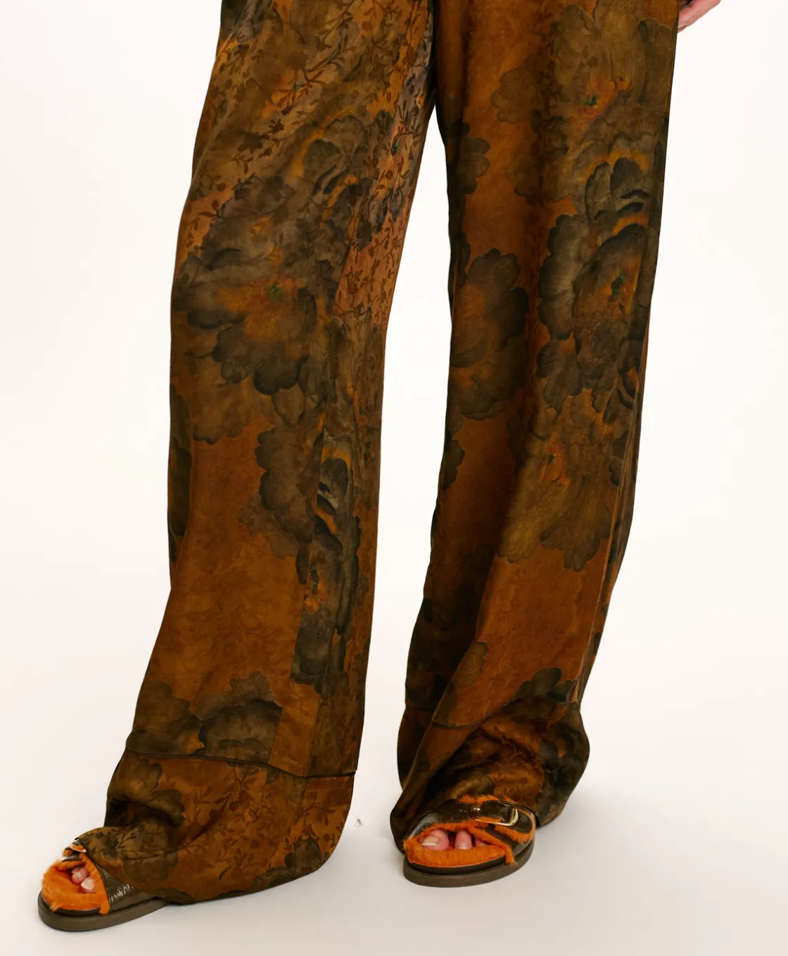 Momoni Pantalons*PANTALON DAIKI EN VISCOSE JACQUARD IMPRIMÉE - Tabac/Olive