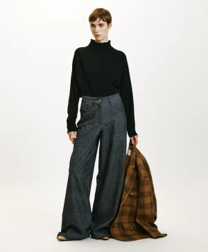 Momoni Pantalons*PANTALON GUSTAVE EN DENIM COTON LAINE STRETCH - BLEU JEAN BleuJean