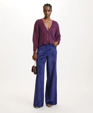 Momoni Pantalons*PANTALON GUSTAVE EN VELOURS CÔTELÉ STRETCH - Bleu