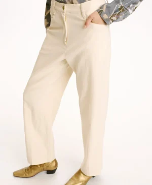 Momoni Pantalons*PANTALON JACQUES EN DENIM COTON LAINE STRETCH - CRÈME Crème