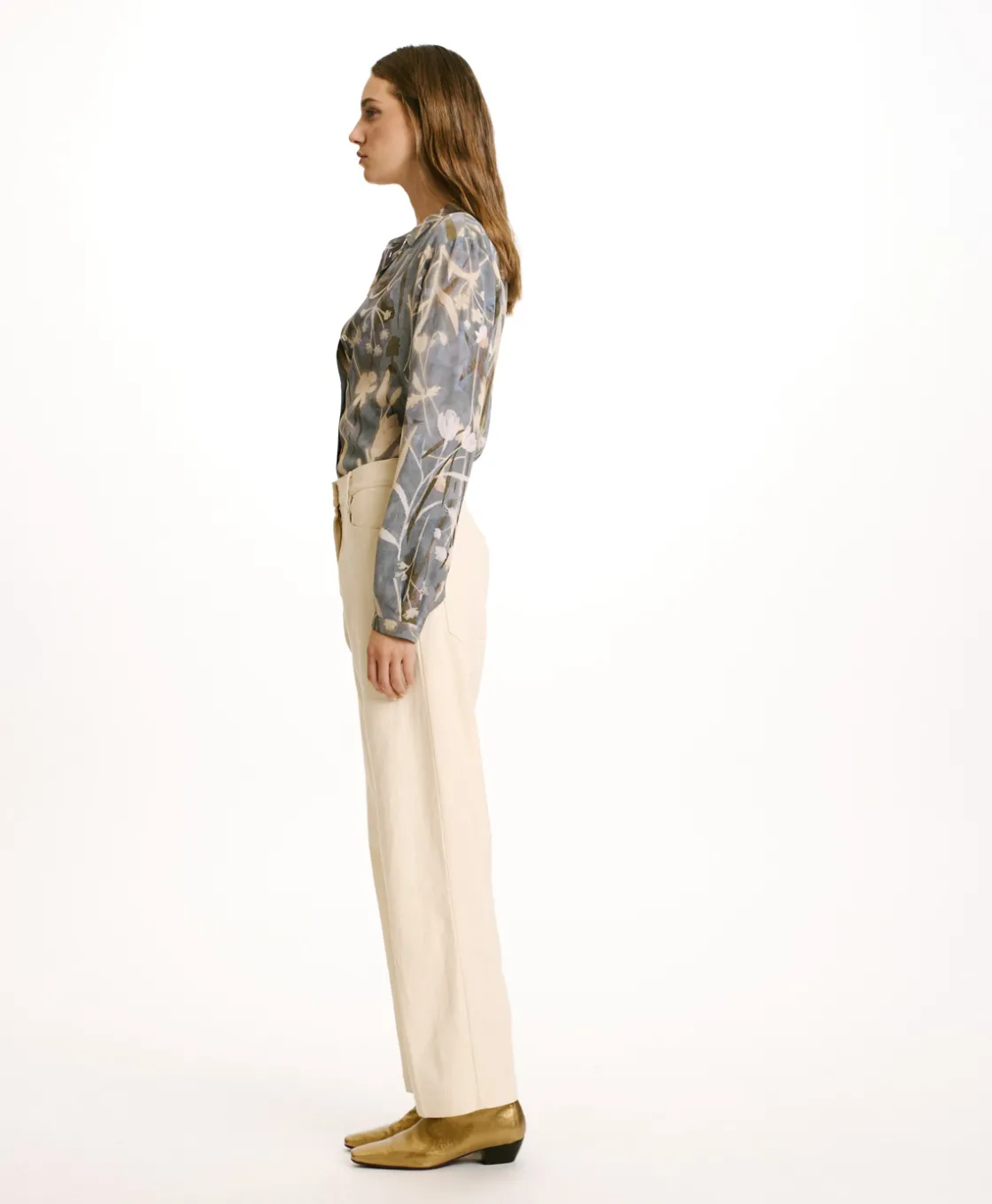 Momoni Pantalons*PANTALON JACQUES EN DENIM COTON LAINE STRETCH - CRÈME Crème