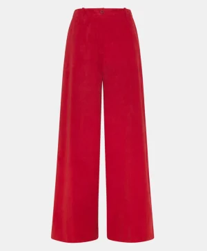 Momoni Pantalons*PANTALON KOI EN VELOURS MILLERAIE STRETCH - ROUGE CARMIN RougeCarmin