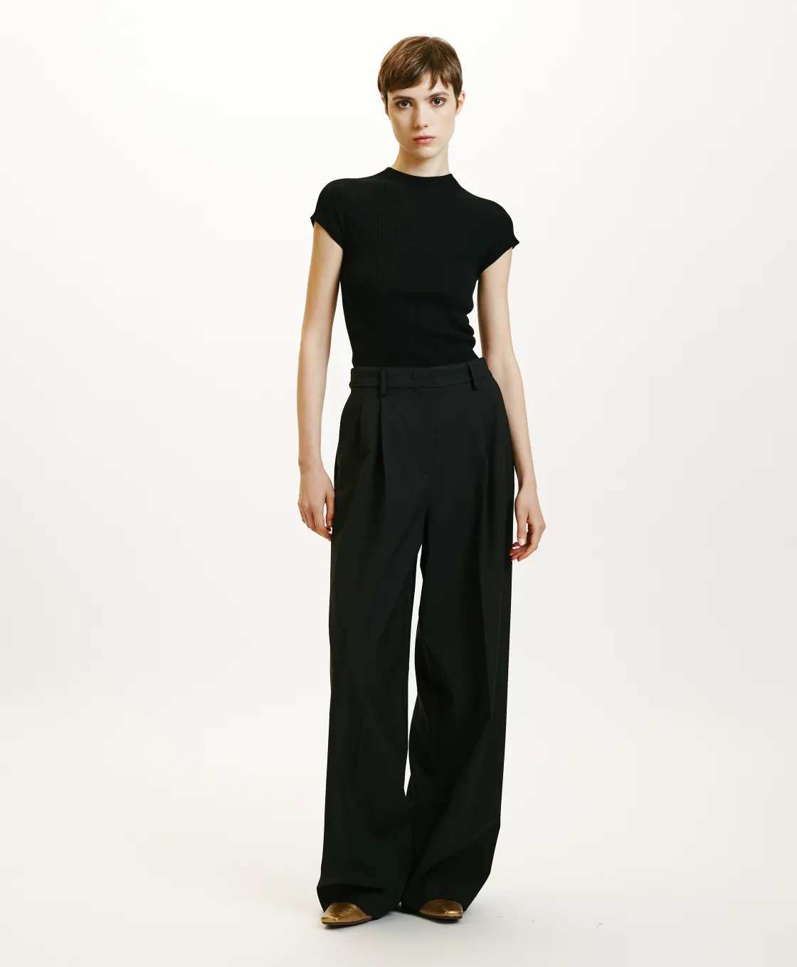 Momoni Pantalons*PANTALON KYOTO EN LAINE FROIDE BISTRETCH - Noir