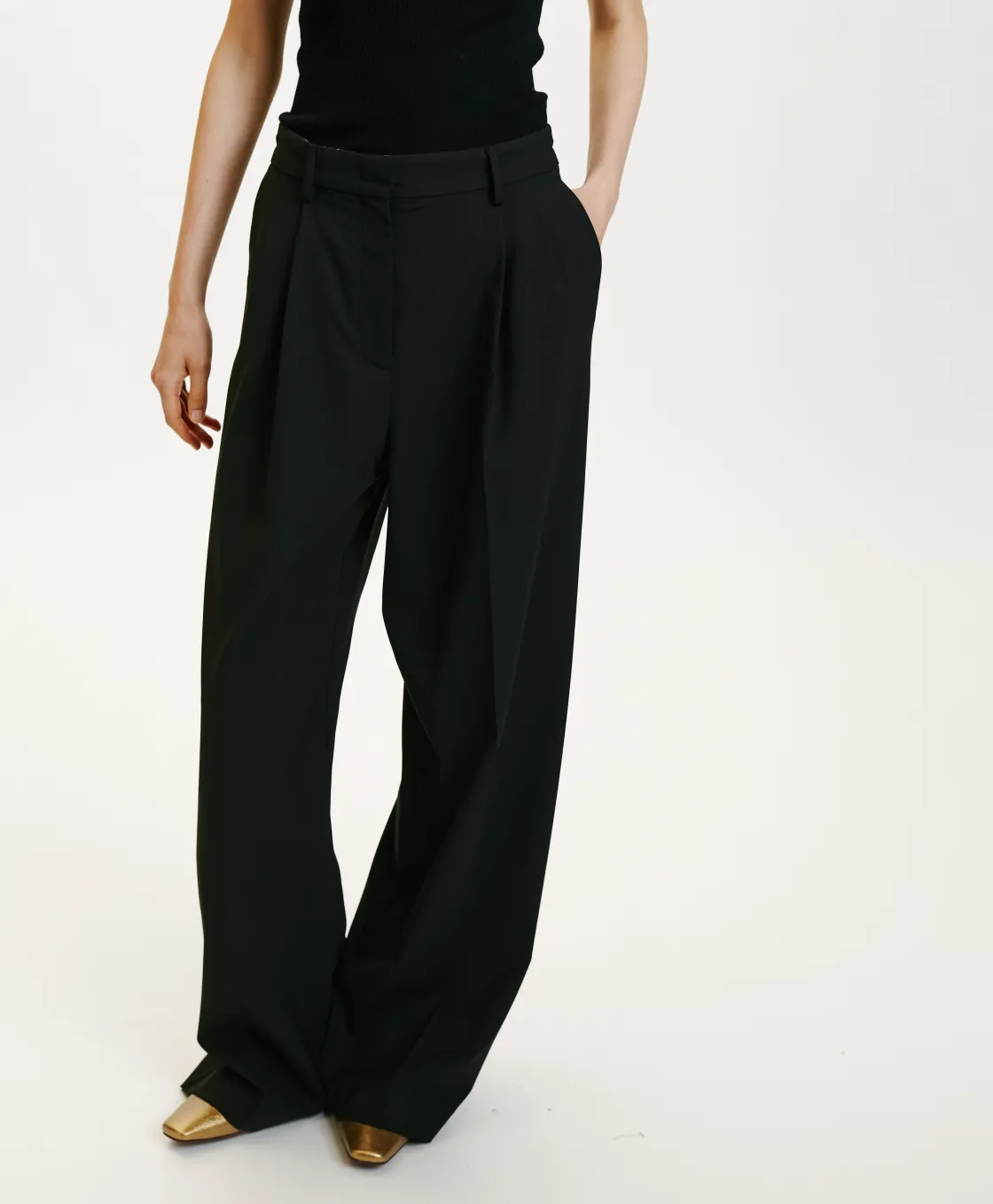 Momoni Pantalons*PANTALON KYOTO EN LAINE FROIDE BISTRETCH - Noir