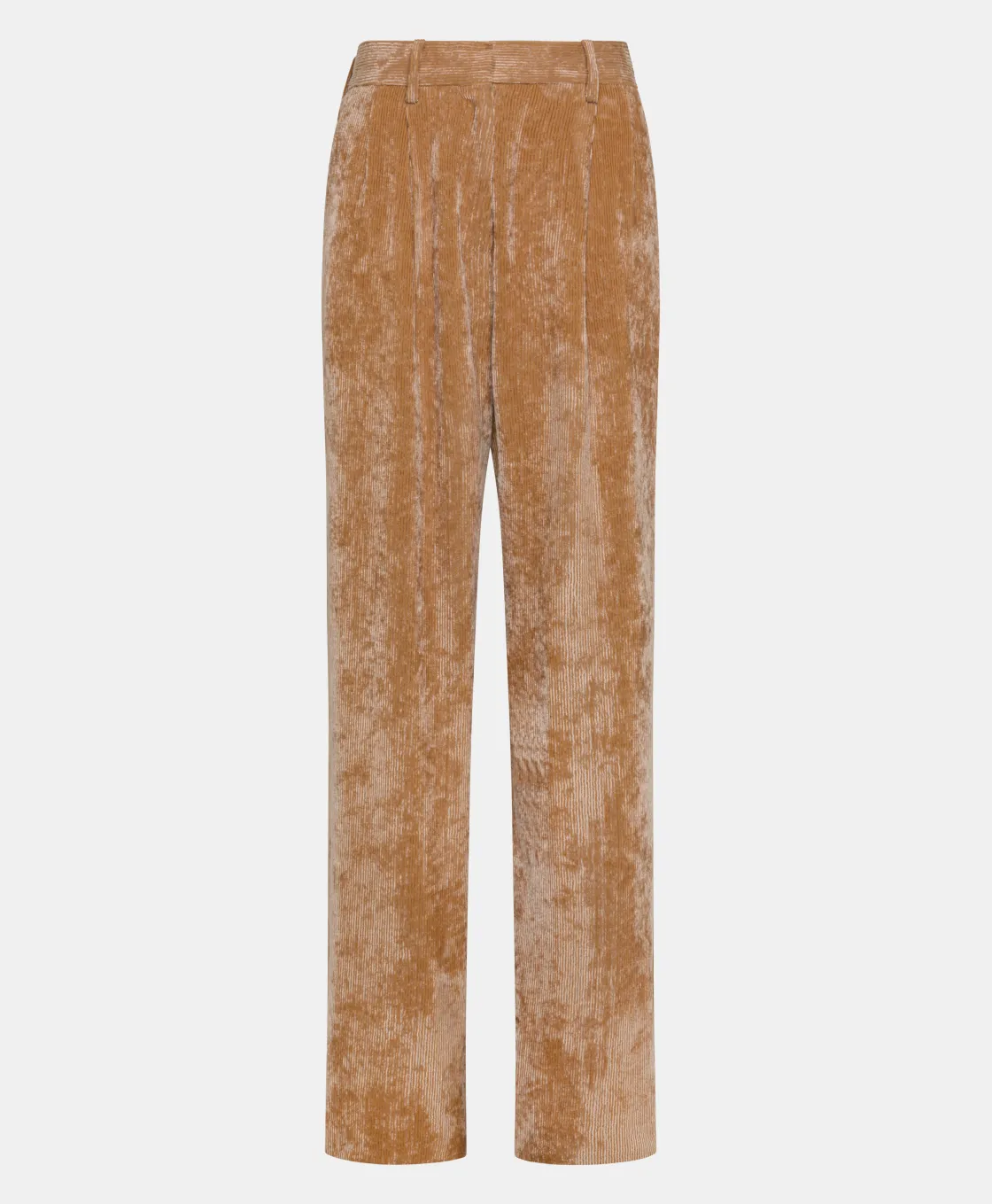 Momoni Pantalons*PANTALON KYOTO EN VELOURS STRETCH BICOLORE - Amande