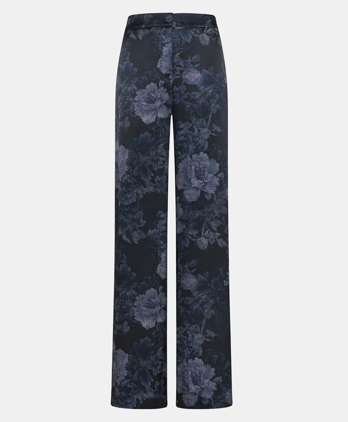Momoni Pantalons*PANTALON MISAKI EN SATIN STRETCH IMPRIMÉ - BLEU/BLEU NUIT Bleu/BleuNuit