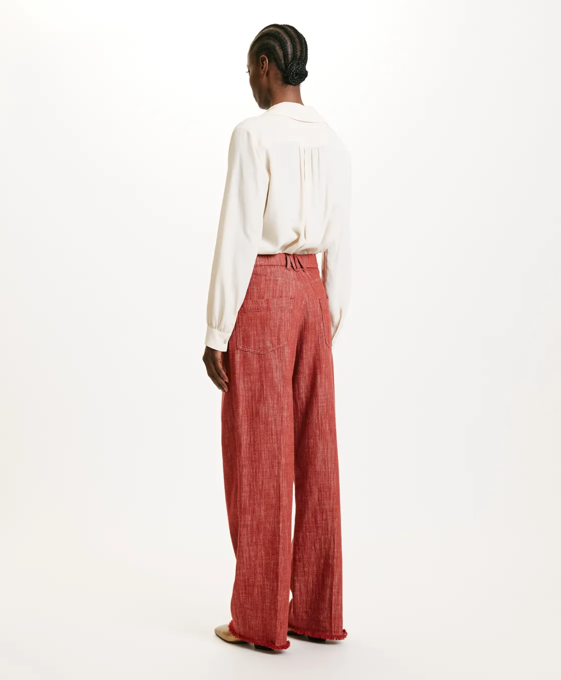 Momoni Pantalons*PANTALON MIYAKO EN DENIM COULEUR FERME - Brique