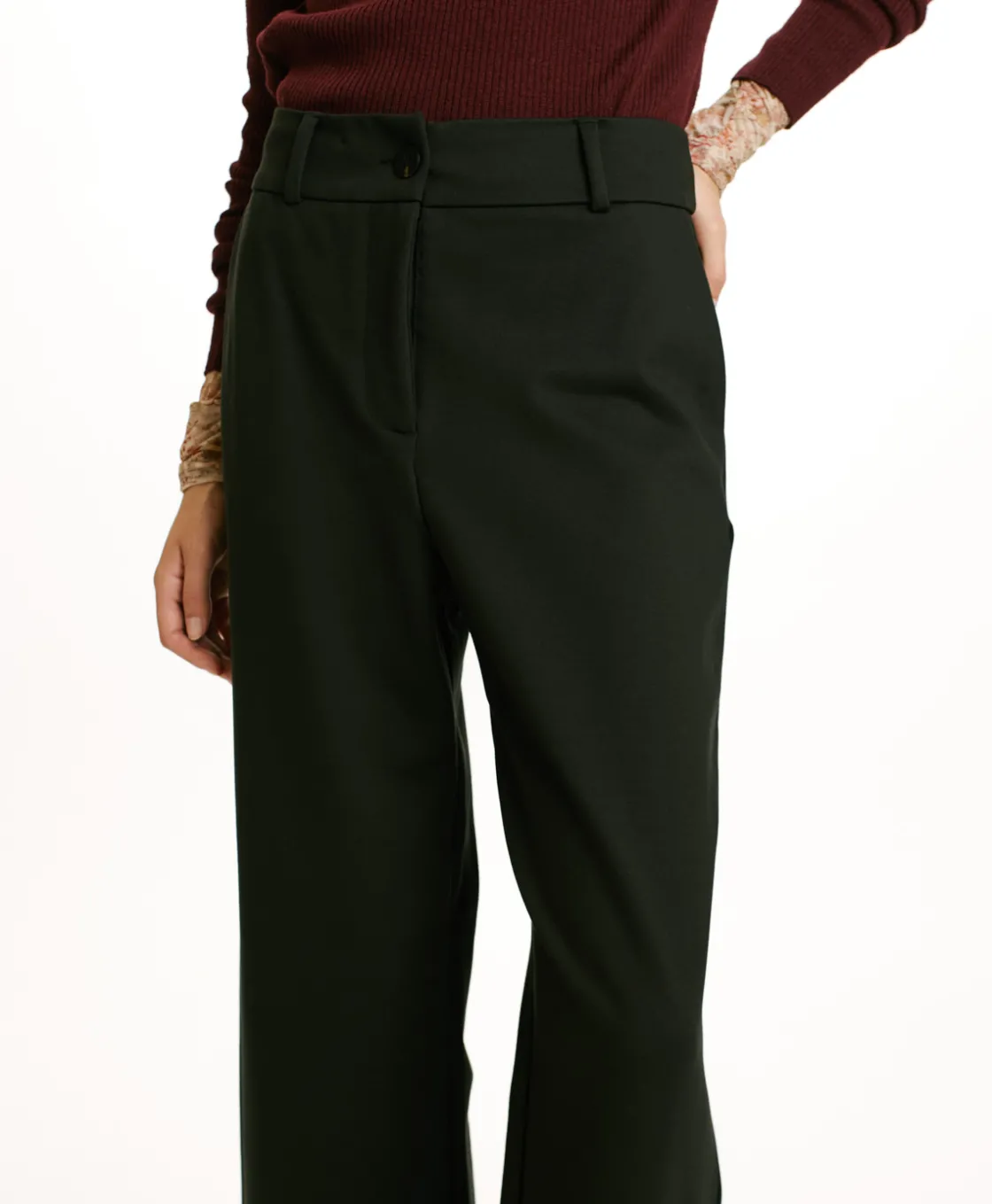 Momoni Pantalons*PANTALON MOKAITE AU POINT MILAN - FORÊT Forêt