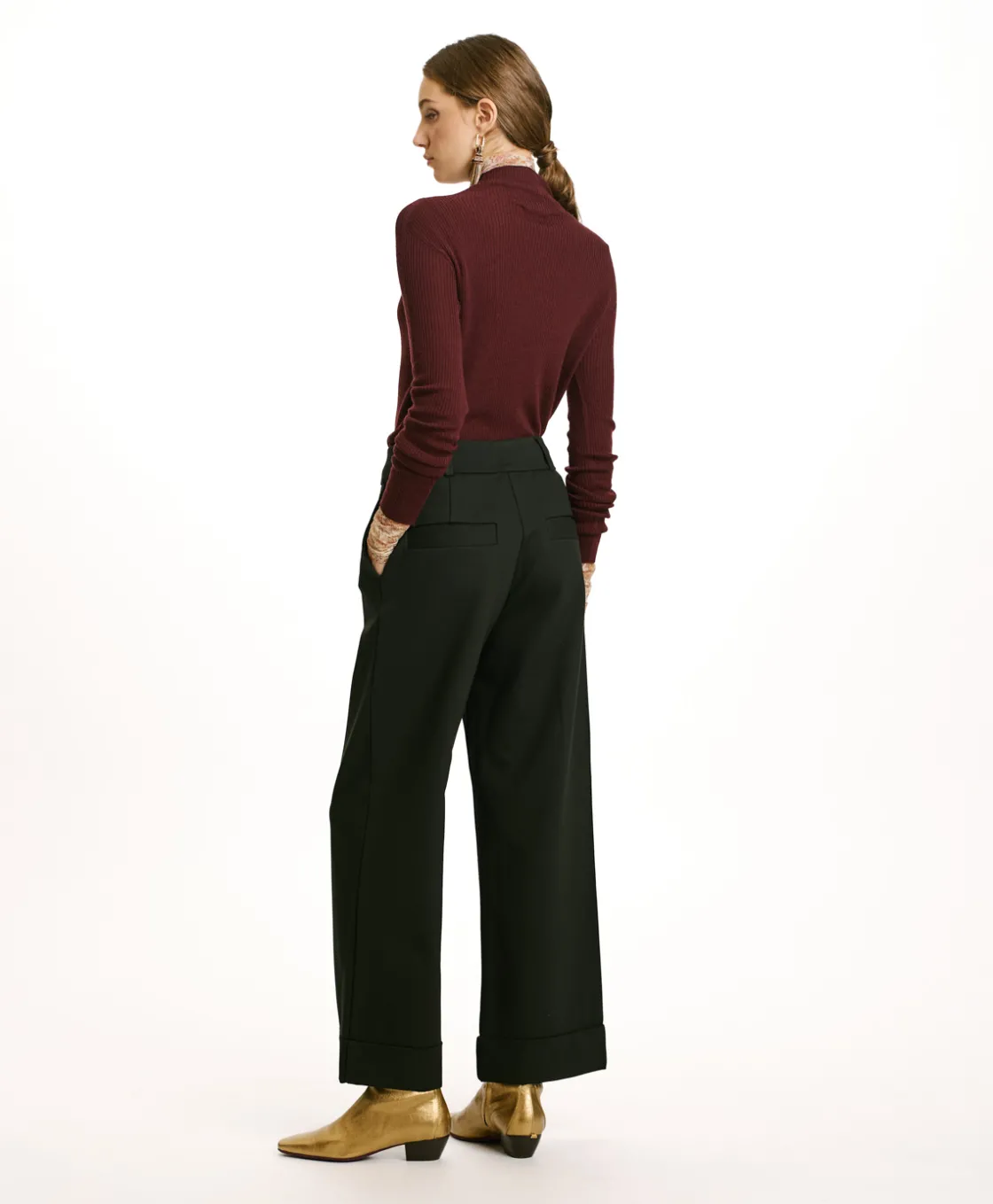 Momoni Pantalons*PANTALON MOKAITE AU POINT MILAN - FORÊT Forêt