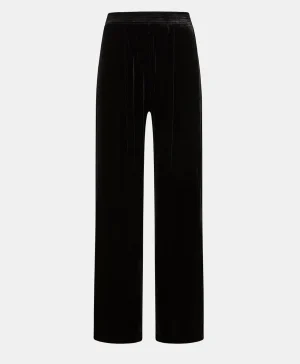 Momoni Pantalons*PANTALON PASCAL EN VELOURS MÉLANGE DE SOIE LISSE - Noir