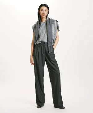 Momoni Pantalons*PANTALON SORAI EN CHEVRON VISCOSE LAINE STRETCH - GRIS CHARBON GrisCharbon