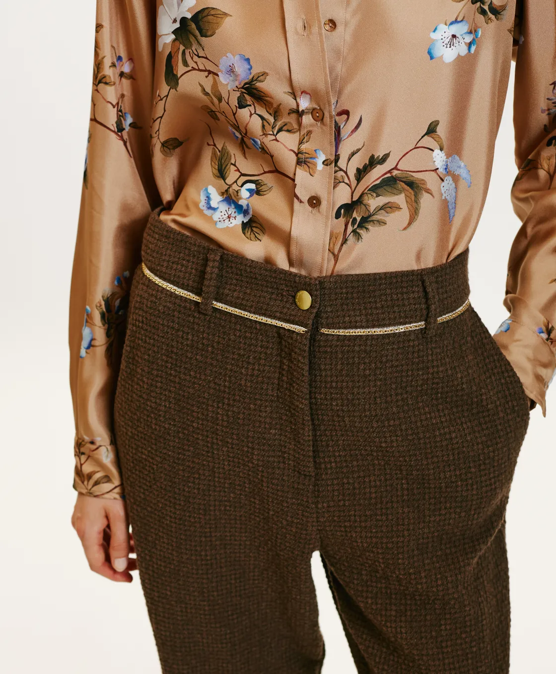 Momoni Costumes*PANTALON UKIYO EN PIED-DE-POULE SEERSUCKER - CACAO MULTICOLORE CacaoMulticolore