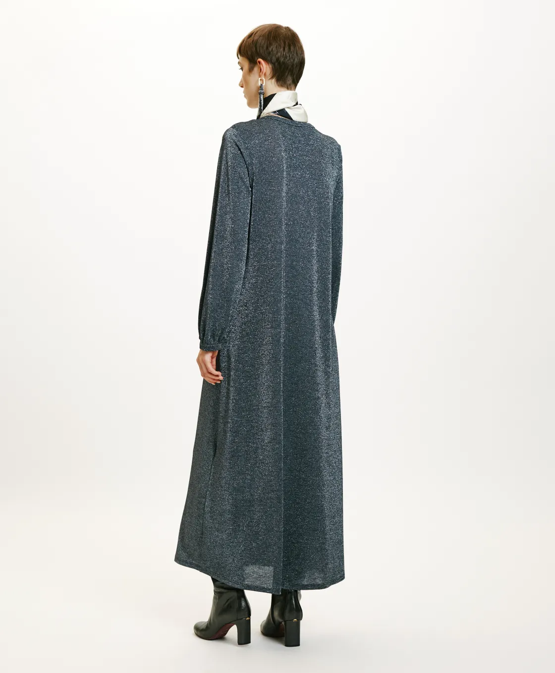 Momoni Robes*ROBE AMEDE EN JERSEY LUREX - GRIS FONCÉ GrisFoncé
