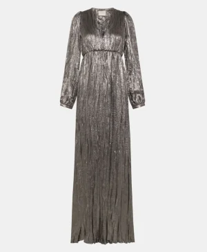 Momoni Robes*ROBE BAN PLISSÉE EN LAMINÉ FLUIDE - Argent