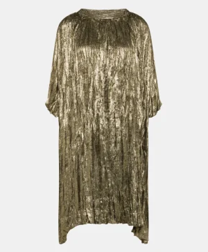 Momoni Robes*ROBE CHO PLISSÉE EN LAMINÉ FLUIDE - OR FONCÉ OrFoncé