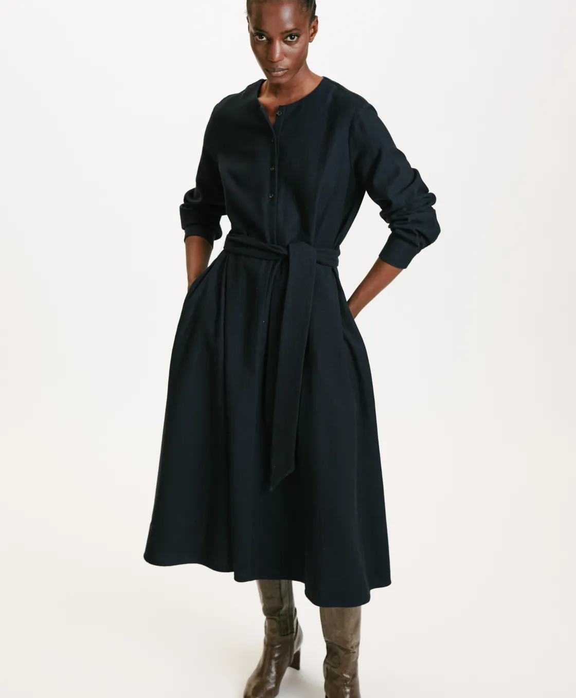 Momoni Robes*ROBE IZUMI EN CHEVRON COTON LAINE - Bleu