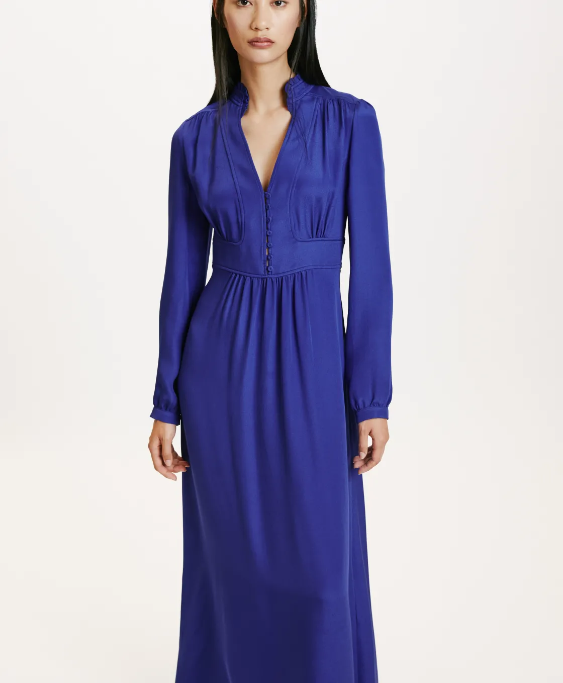 Momoni Robes*ROBE JISHO EN MÉLANGE DE SOIE CRÊPE - Bleu