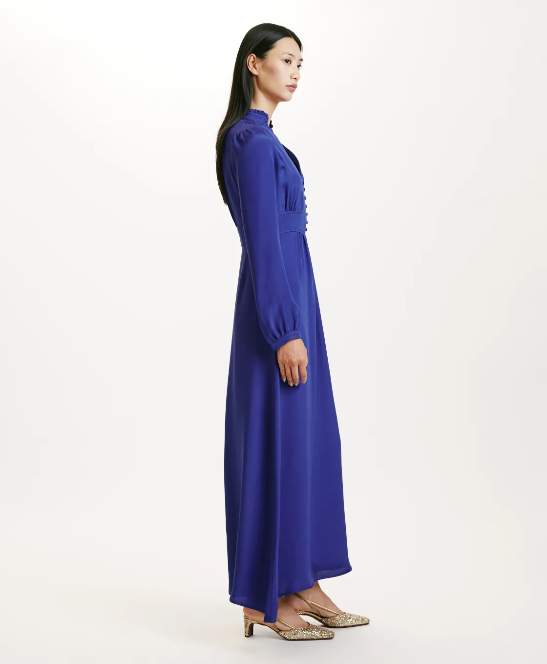 Momoni Robes*ROBE JISHO EN MÉLANGE DE SOIE CRÊPE - Bleu