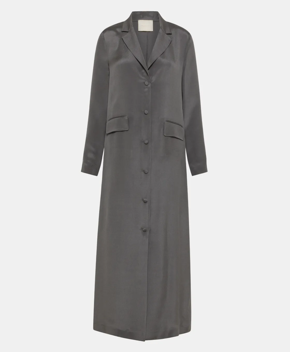 Momoni Robes*ROBE KIKU EN MÉLANGE DE SOIE CRÊPE - GRIS LAPIS GrisLapis