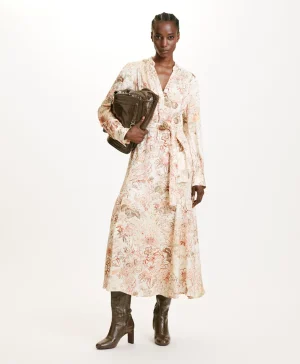 Momoni Robes*ROBE MIWA EN VISCOSE JACQUARD IMPRIMÉE - MULTICOLORE ROSE MulticoloreRose