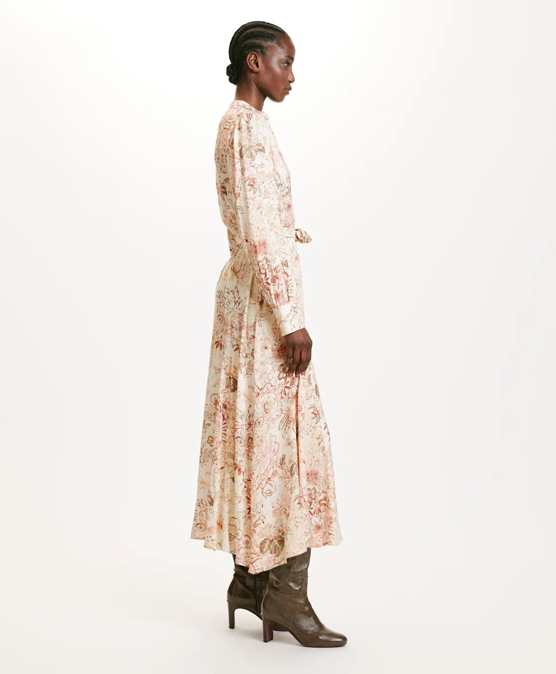 Momoni Robes*ROBE MIWA EN VISCOSE JACQUARD IMPRIMÉE - MULTICOLORE ROSE MulticoloreRose