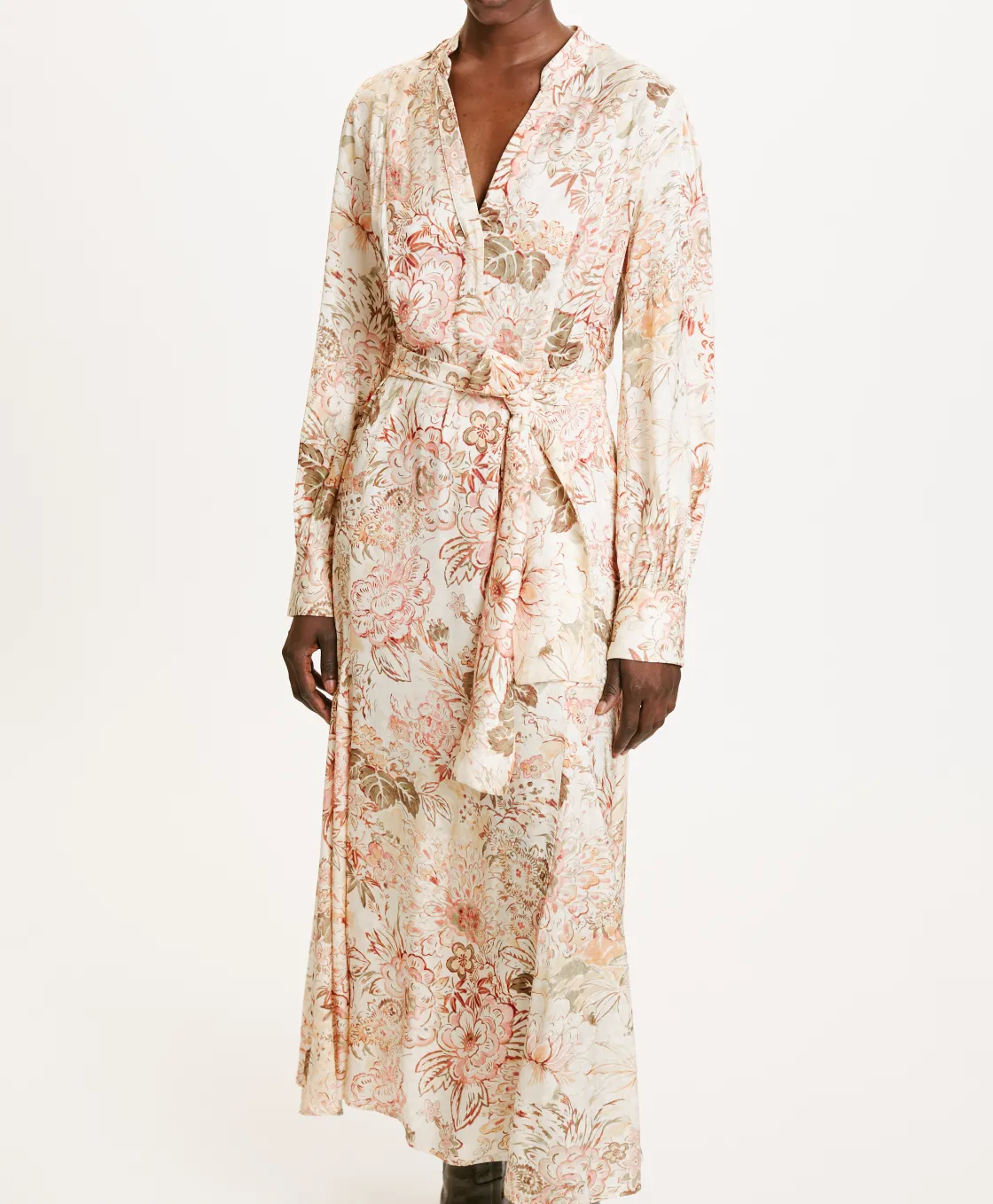 Momoni Robes*ROBE MIWA EN VISCOSE JACQUARD IMPRIMÉE - MULTICOLORE ROSE MulticoloreRose
