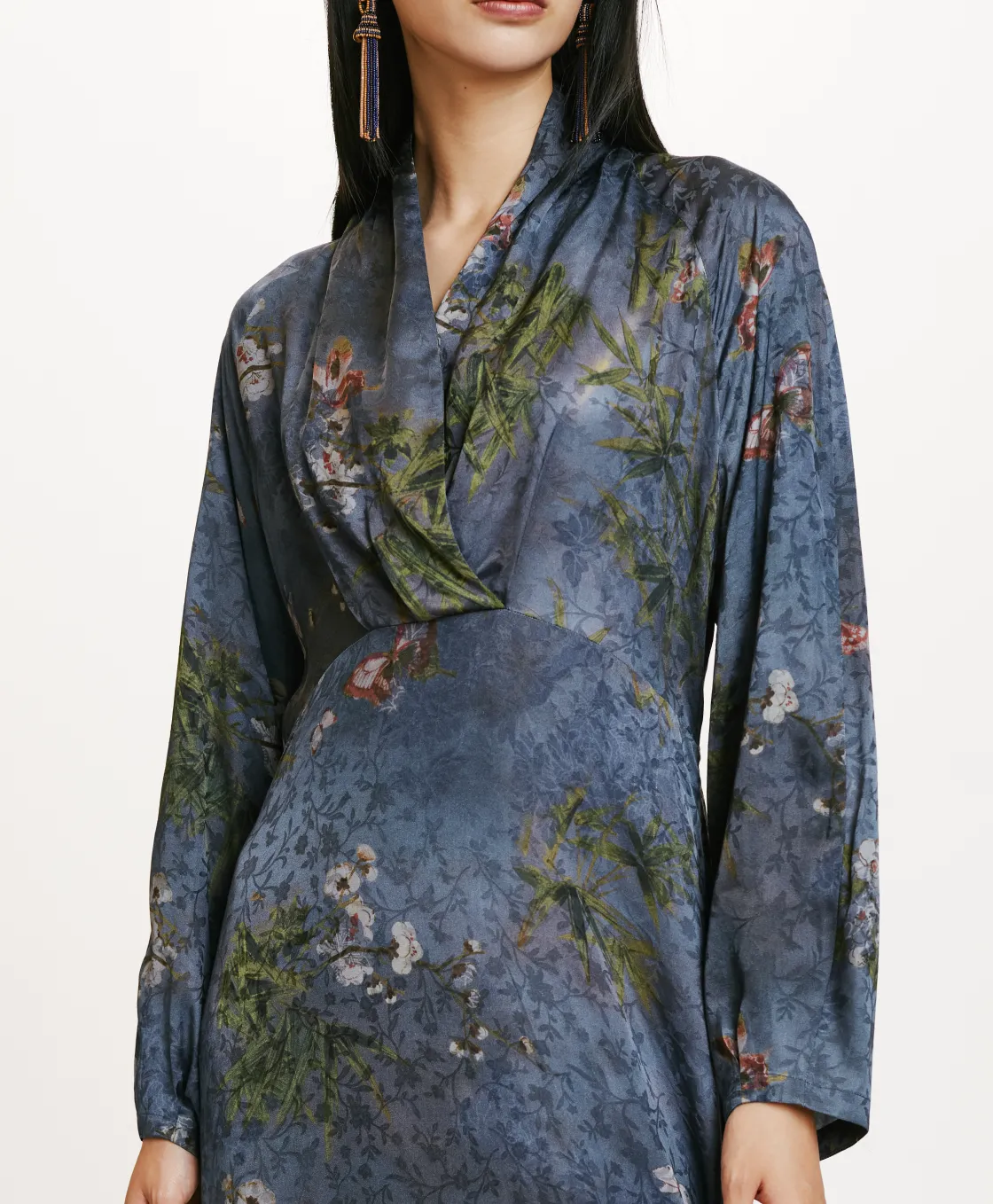 Momoni Robes*ROBE NAORA EN VISCOSE JACQUARD IMPRIMÉE - MULTICOLORE GRIS POUSSIÉREUX MulticoloreGrisPoussiéreux