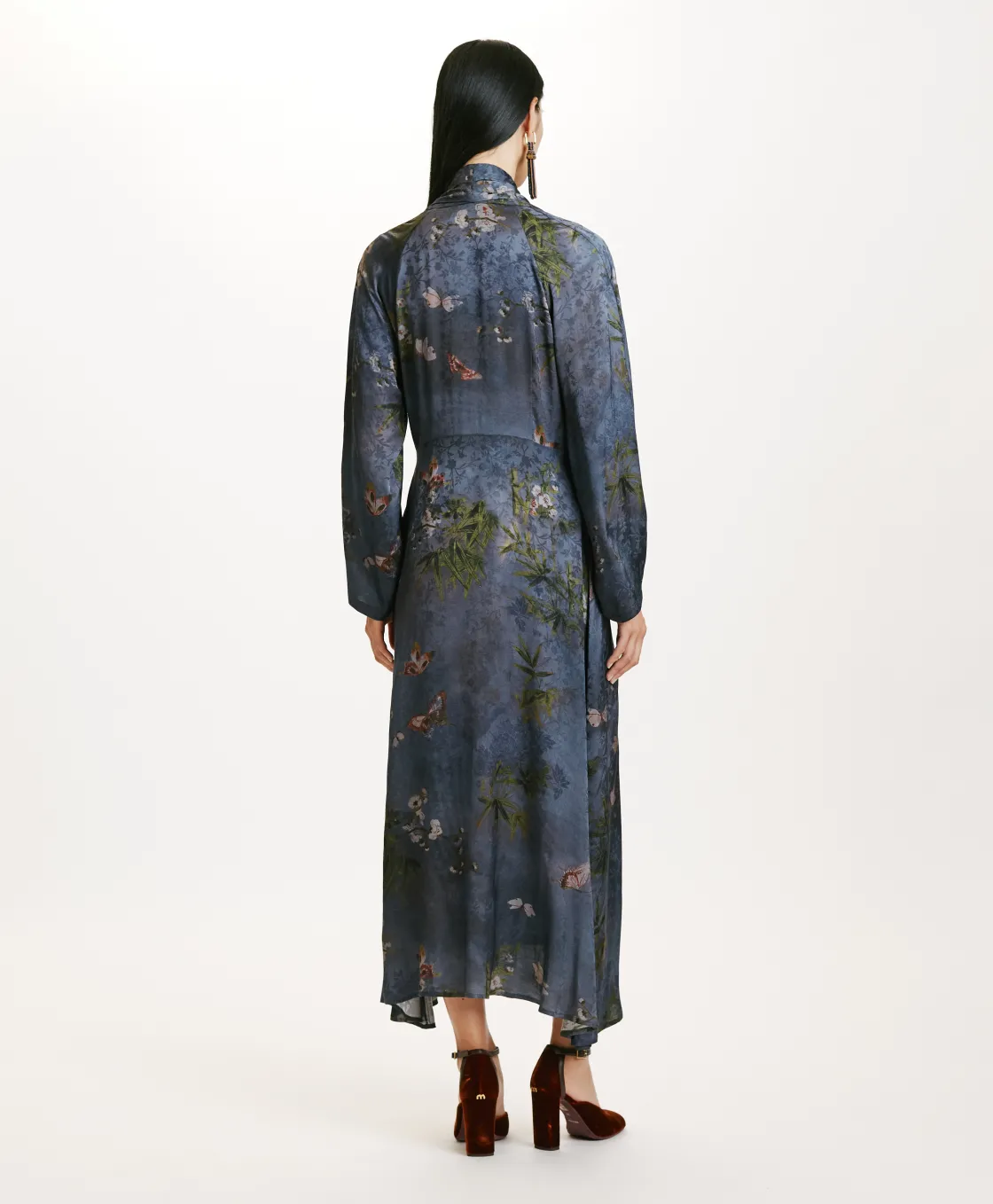 Momoni Robes*ROBE NAORA EN VISCOSE JACQUARD IMPRIMÉE - MULTICOLORE GRIS POUSSIÉREUX MulticoloreGrisPoussiéreux