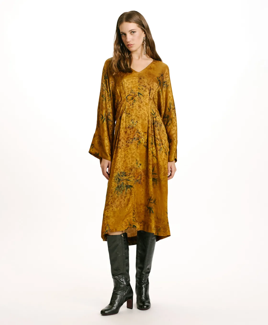 Momoni Robes*ROBE ROMI EN VISCOSE JACQUARD IMPRIMÉE - BRÛLÉ/MULTICOLORE Brûlé/Multicolore