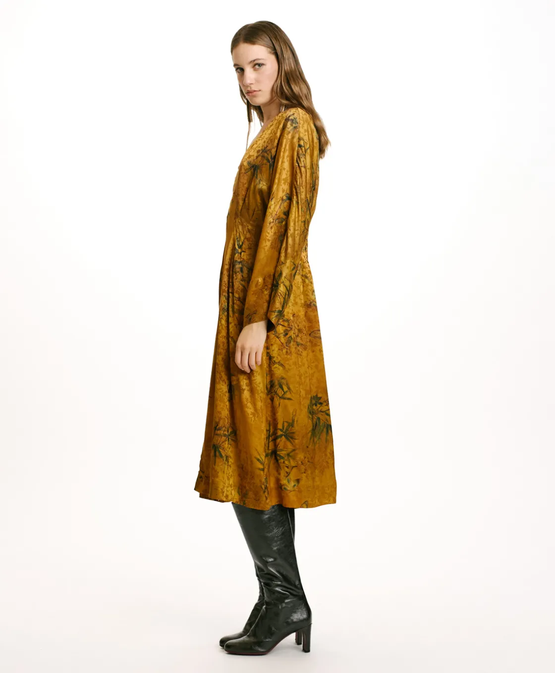 Momoni Robes*ROBE ROMI EN VISCOSE JACQUARD IMPRIMÉE - BRÛLÉ/MULTICOLORE Brûlé/Multicolore