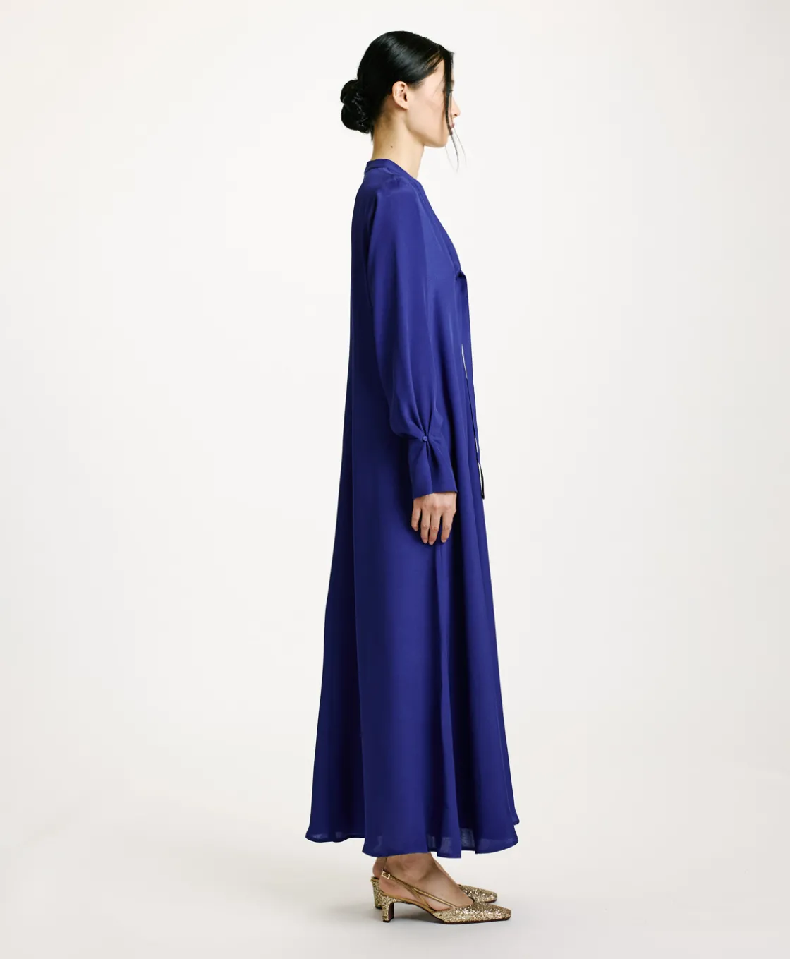 Momoni Robes*ROBE TAIKI EN MÉLANGE DE SOIE CRÊPE - Bleu