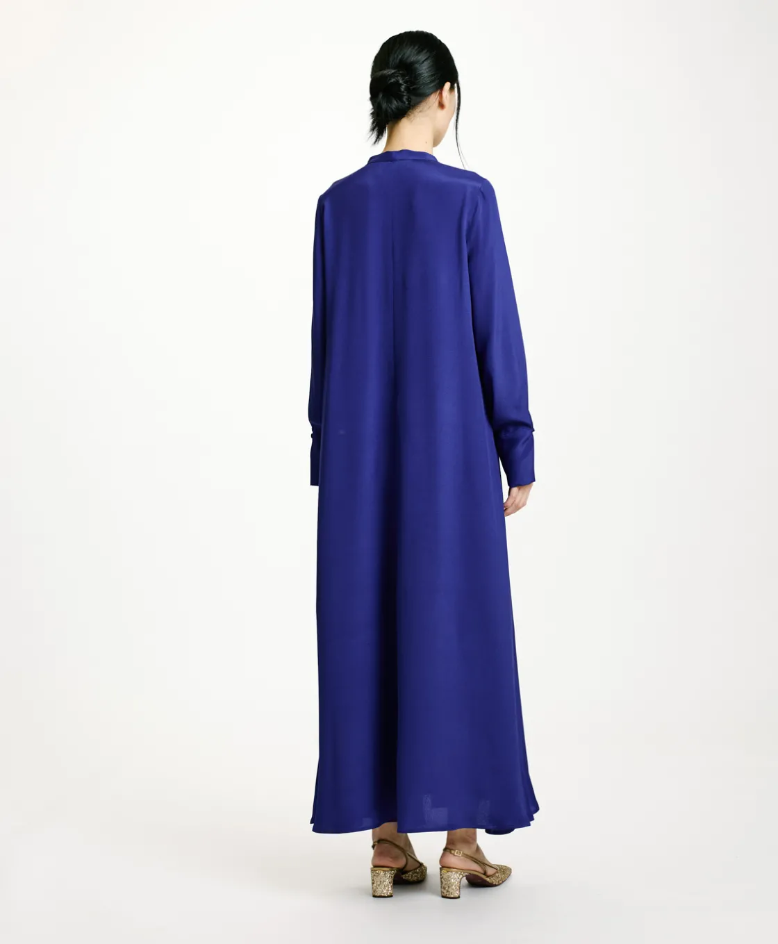Momoni Robes*ROBE TAIKI EN MÉLANGE DE SOIE CRÊPE - Bleu