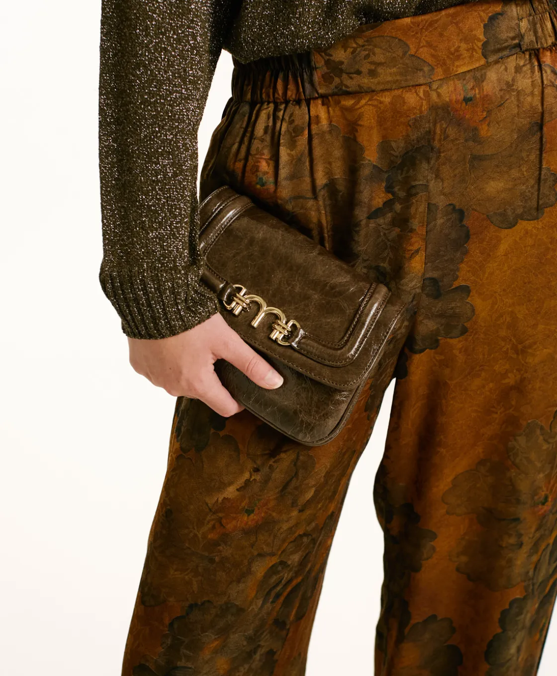 Momoni Sacs Et Pochettes*SAC MIMI' FLORE EN CUIR NAPLAK - BRUN FONCÉ BrunFoncé