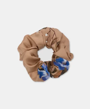 Momoni Accessoires Pour Cheveux*SCRUNCHIE EN SOIE IMPRIMÉ - TABAC/BLEUETTE Tabac/Bluette