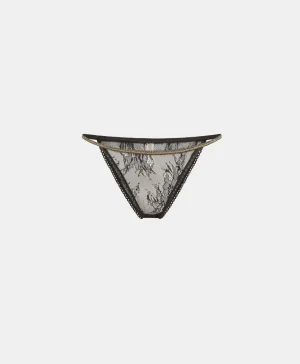 Momoni Culottes*SLIP YORU EN DENTELLE AVEC VOLANT - Noir