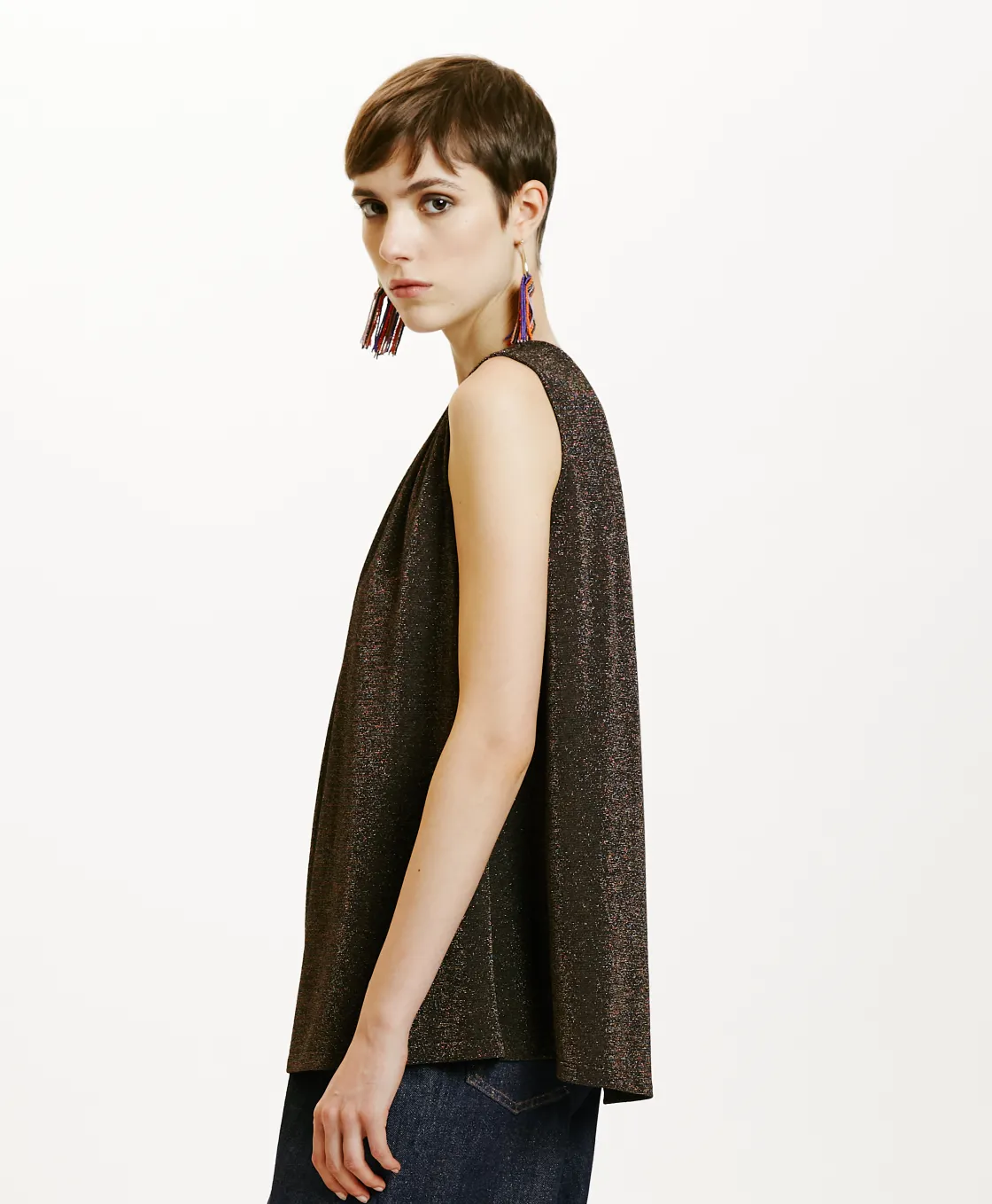 Momoni Tops Et T-Shirts*TOP CRIS EN JERSEY LUREX - Cuivre