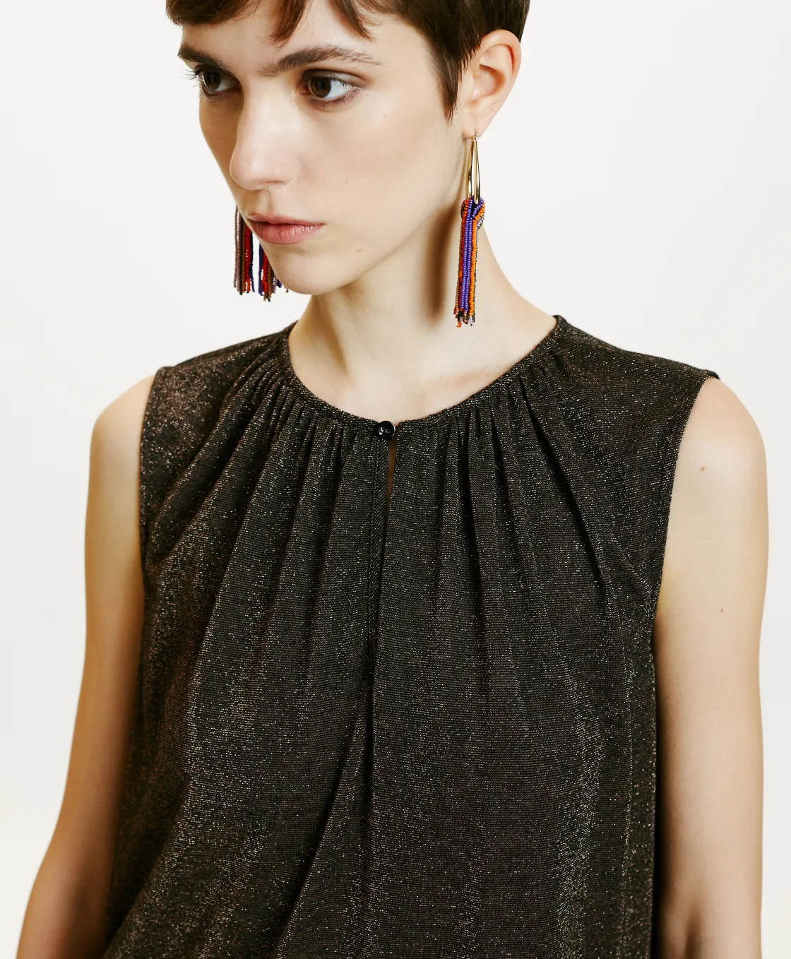 Momoni Tops Et T-Shirts*TOP CRIS EN JERSEY LUREX - Cuivre