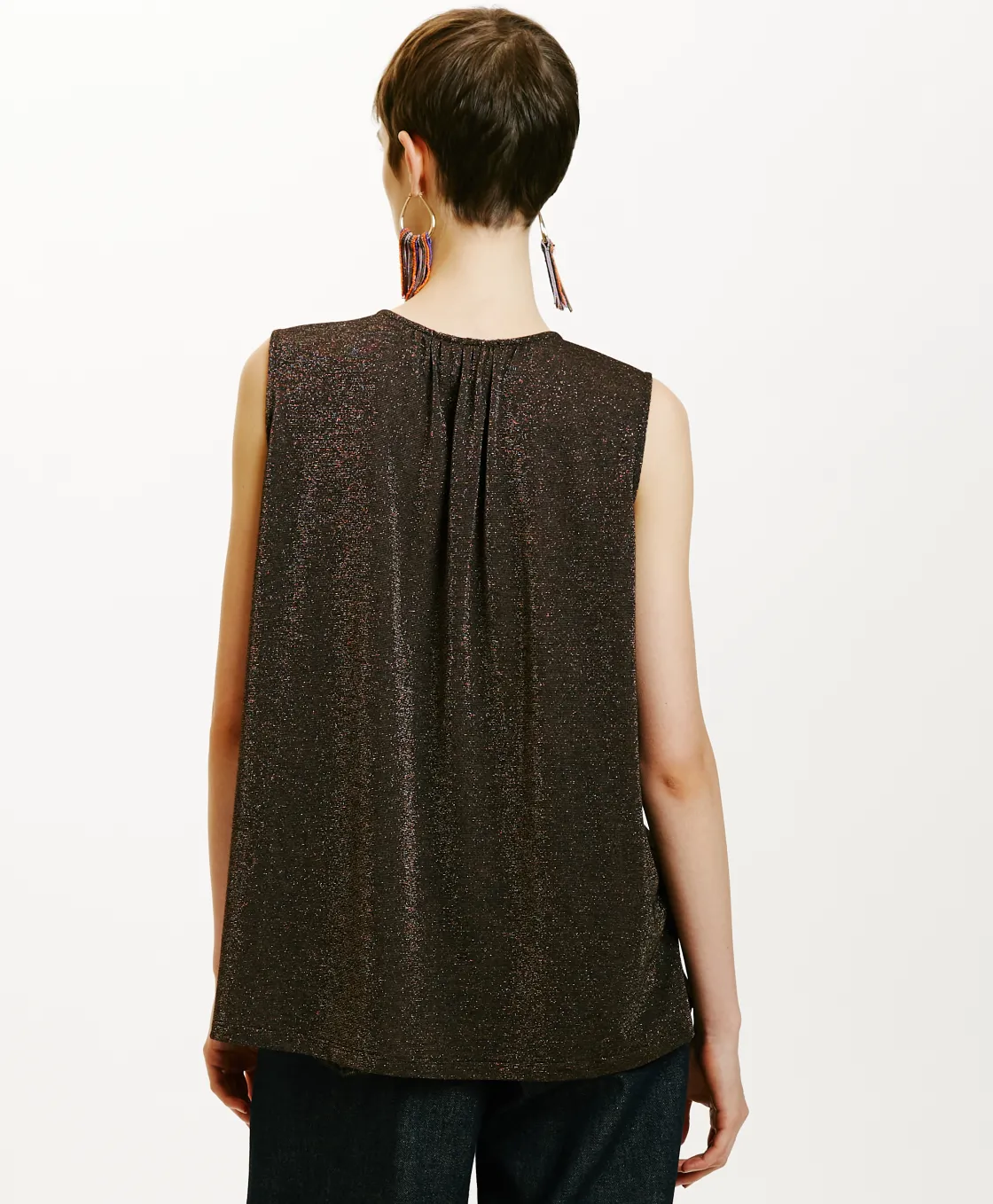 Momoni Tops Et T-Shirts*TOP CRIS EN JERSEY LUREX - Cuivre