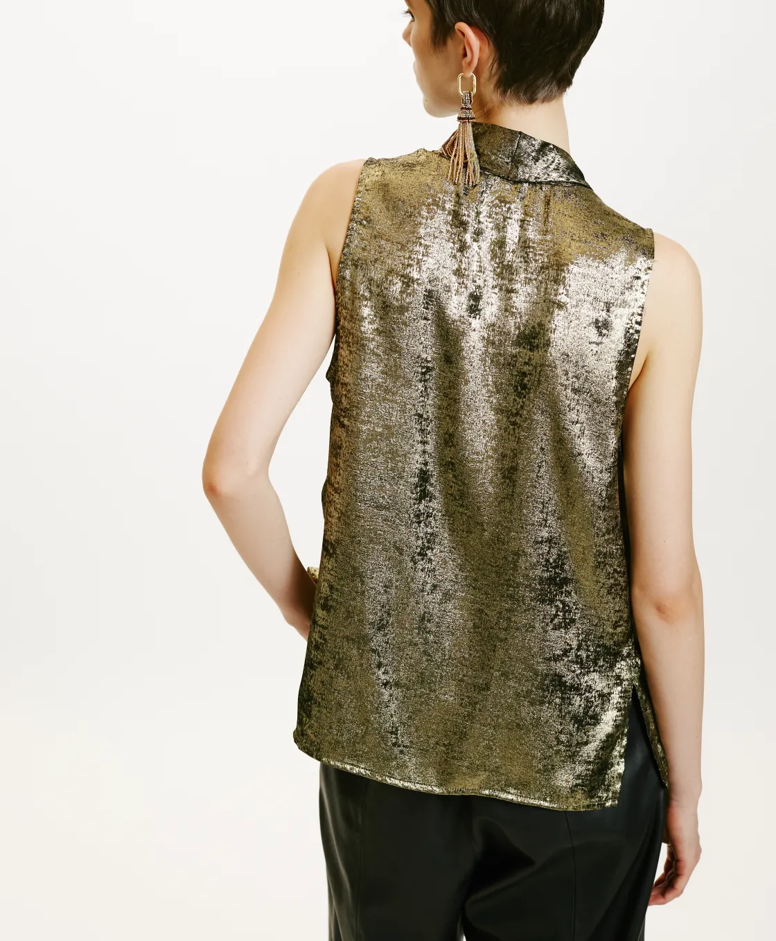 Momoni Tops Et T-Shirts*TOP KIRI EN LAMINÉ FLUIDE - OR FONCÉ OrFoncé