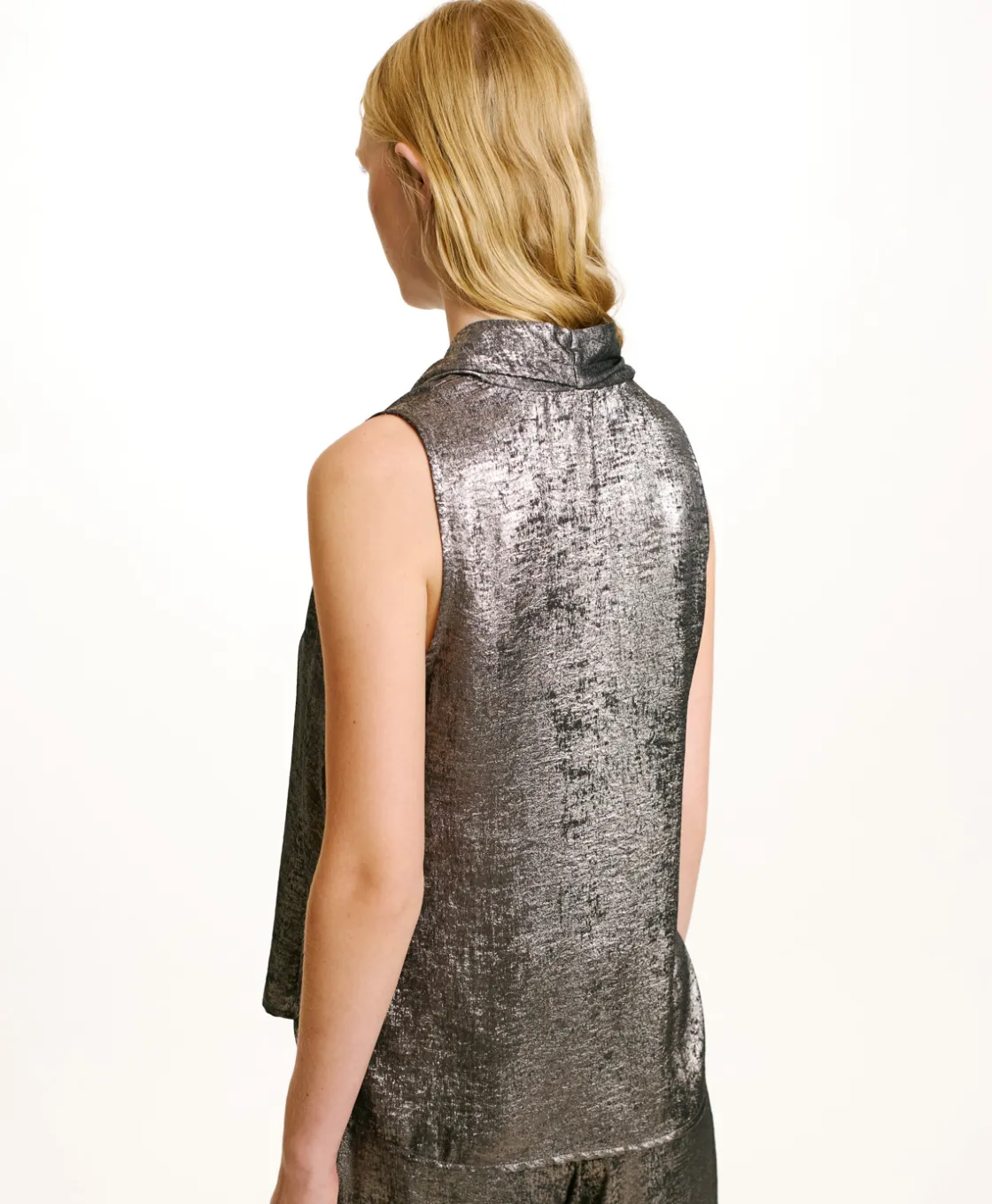 Momoni Tops Et T-Shirts*TOP KIRI EN LAMINÉ FLUIDE - Argent