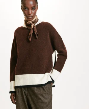 Momoni Mailles*TRICOT INU EFFET JERSEY COLOR BLOCK - Brique