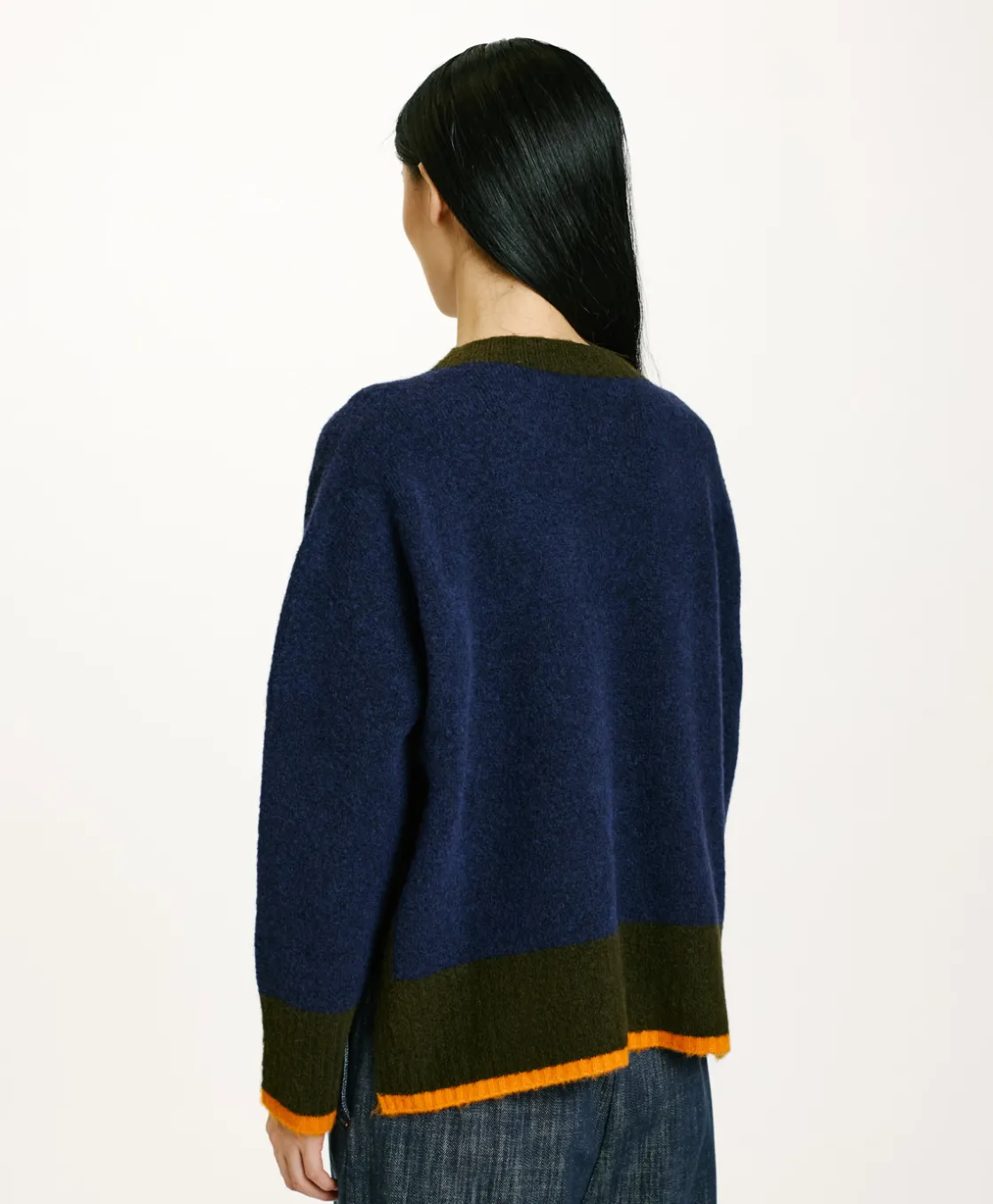 Momoni Mailles*TRICOT INU EFFET JERSEY COLOR BLOCK - Bleu