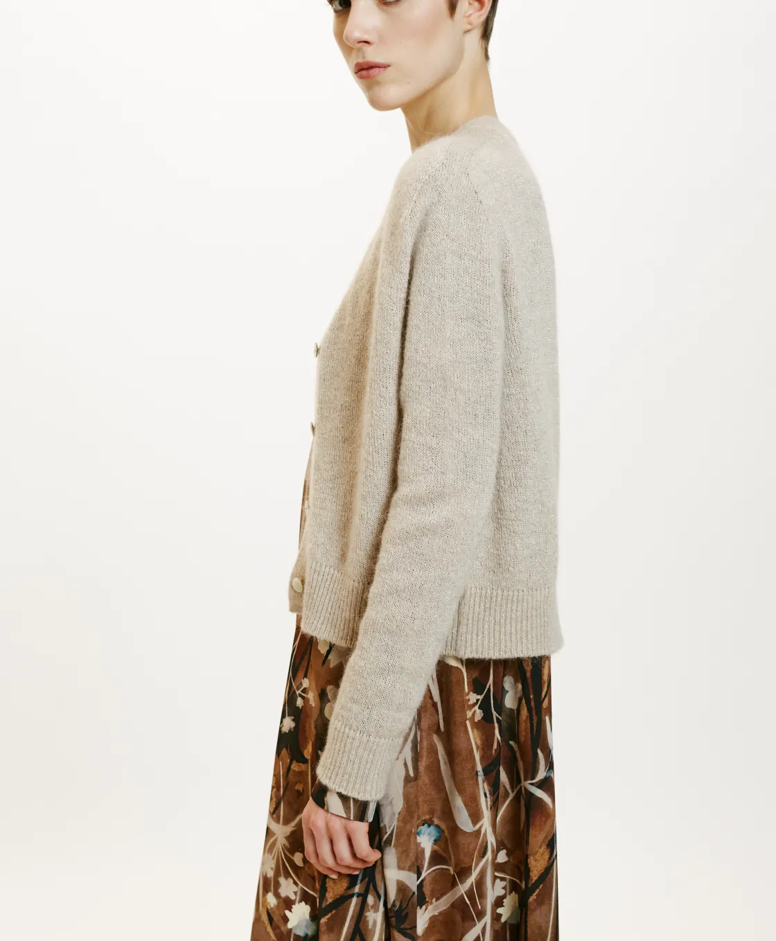 Momoni Mailles*TRICOT JIRO EN MOHAIR MÉLANGE LUREX - CRÈME Crème